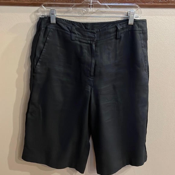 DKNY Lined LINEN wide leg BERMUDA shorts Black size Small - Picture 1 of 12